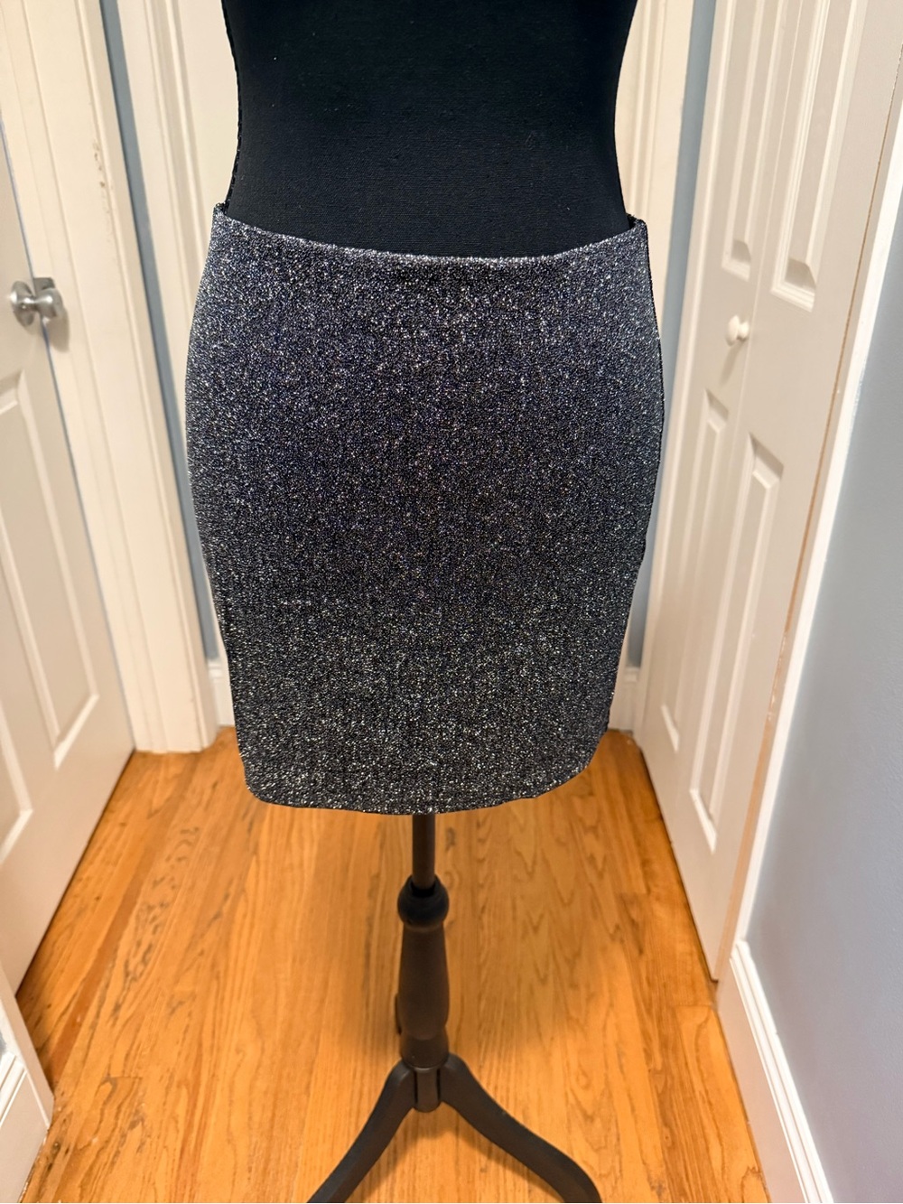 NAKED WARDROBE Gunmetal Metallic Bodycon Mini Skirt Medium NWT